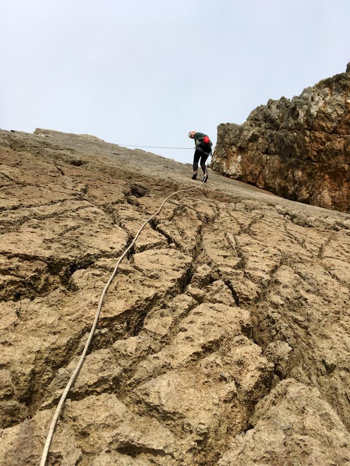 Abseiling in to a Pembrokeshire sea-cliff