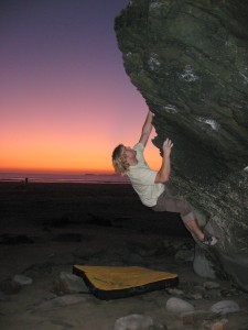 Sunset boulder at Newgale