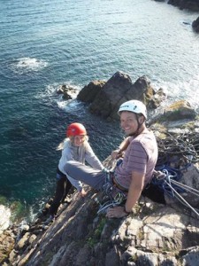 Sicco happy having led his first trad route!