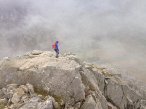 Coming down the North Ridge of Tryfan on an ML refresher course
