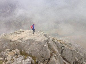 Coming down the North Ridge of Tryfan on an ML refresher course