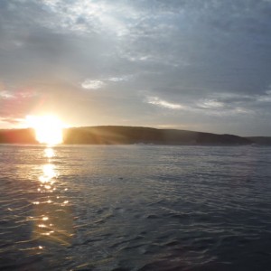 Sunrise from the sea, over Newgale