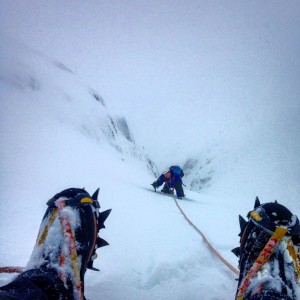 Looking down on Ed, on his first Winter Climb.