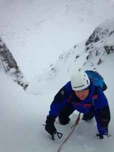 Ed Winter Climbing for the first time, on Aladdin's Couloir..