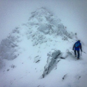 Ed getting used to Winter Mountaineering up Fiacaille Ridge...