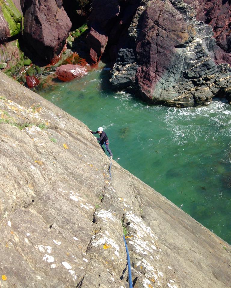 Tony seconding at Initiation Slabs during our Lead Climbing Course in Pembrokeshire