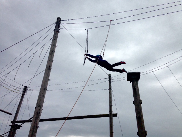 Technical Advisor day at Newgale Lodge, Sian leaping on the trapeze...