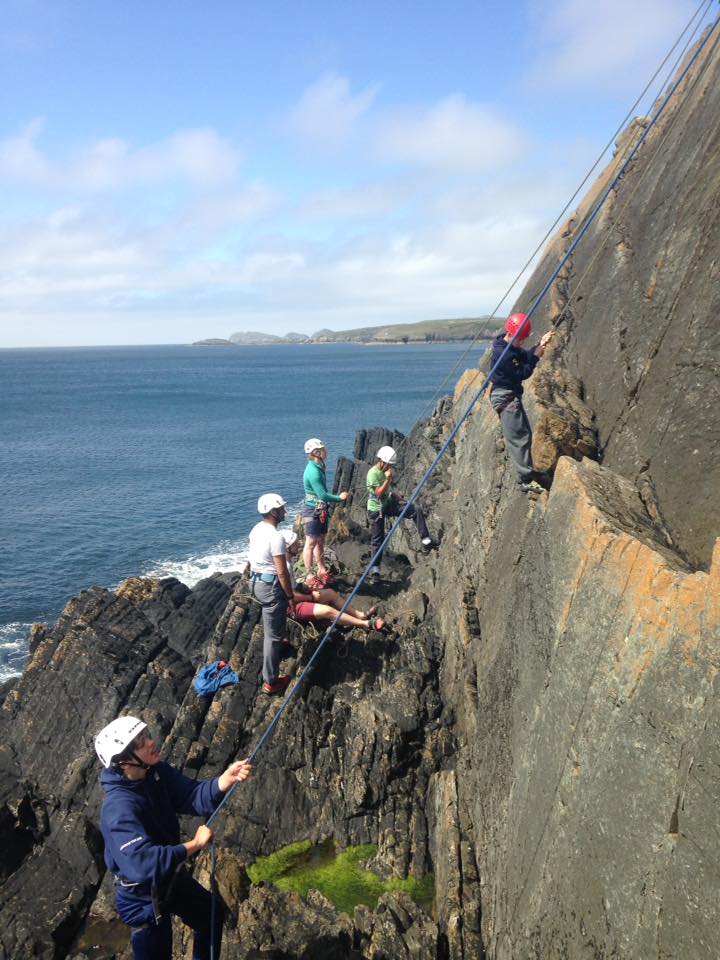 The CCF cadets climbing out near Caerfai