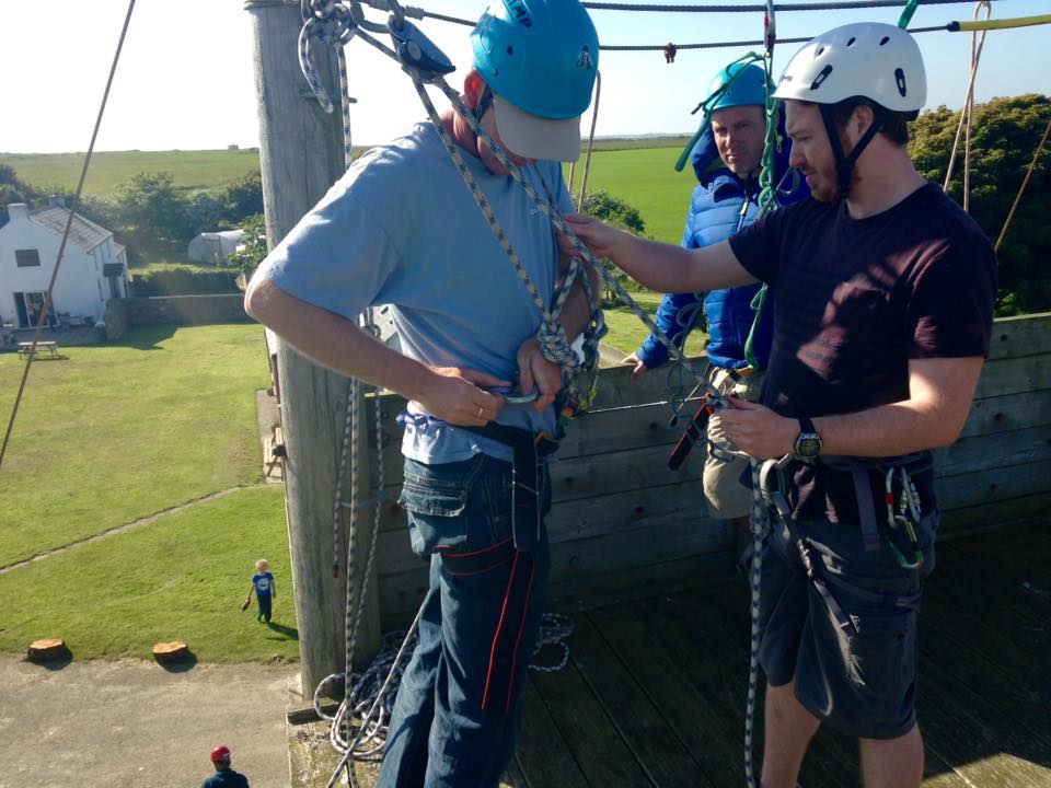 Newgale Lodge high ropes course sign off.