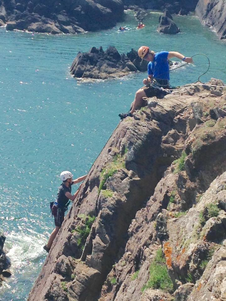 Topping out at Porth y Fynnon, after a superb day guiding climbs in sunny Pembrokeshire!