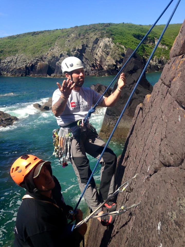 Lead climbing skills in Pembrokeshire