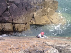 TYF climbing at Porth Clais