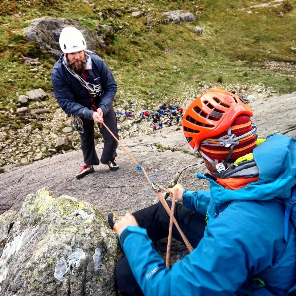 Ian learning hoist on Tryfan Bach, North Wales