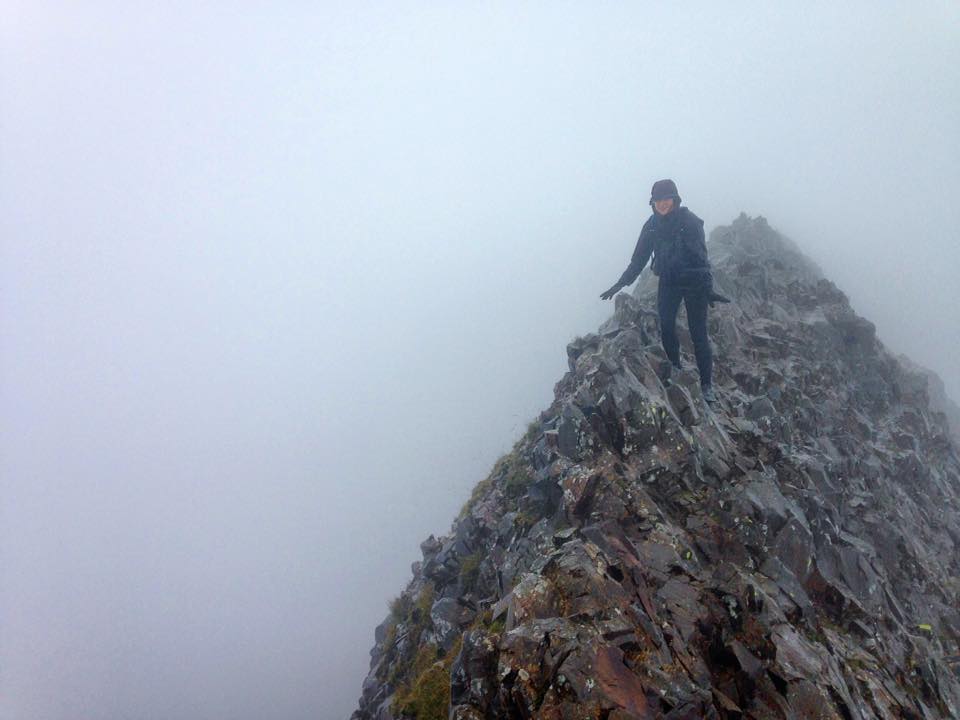 Taking a run over Crib Goch in less than ideal conditions - a great bit of pre Winter training..
