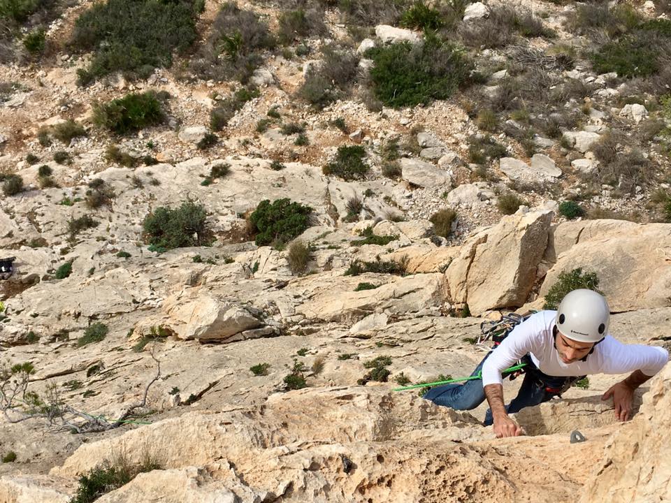 Sport Climbing in Costa Blanca, David leading a long route at Toix..