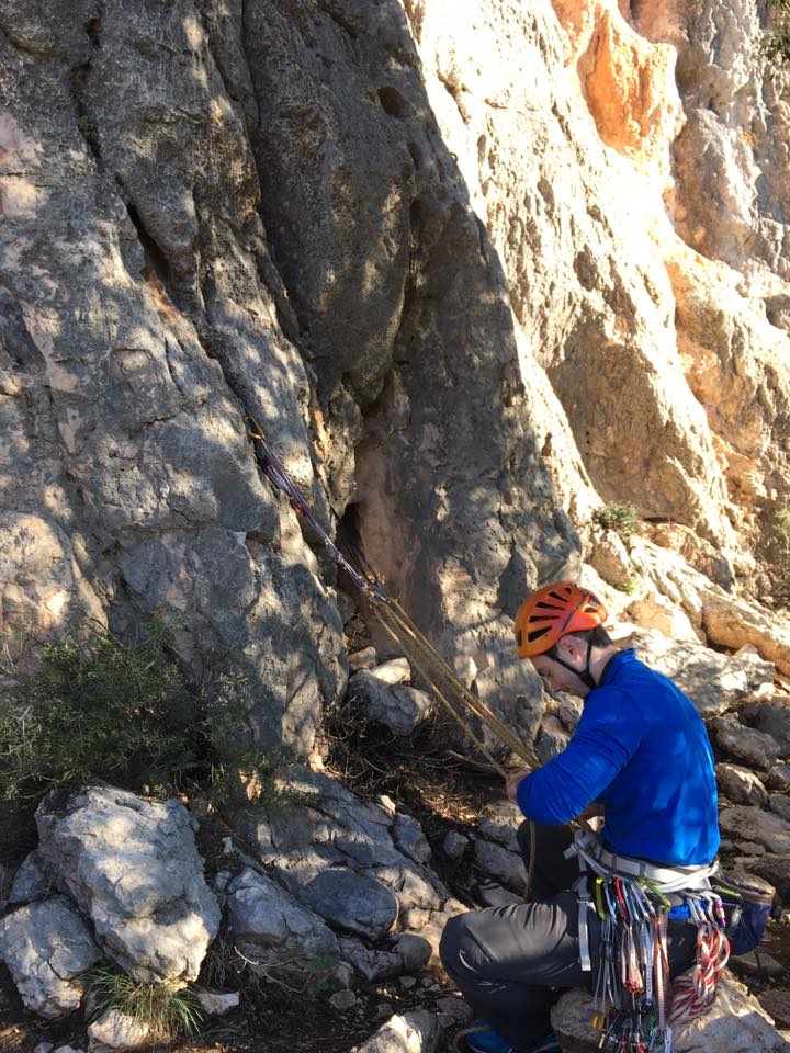 Belay creation in the Costa Blanca, a vital Trad Climbing Skill