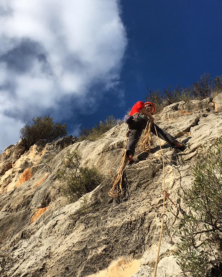 Hanging belay at Alcalali.