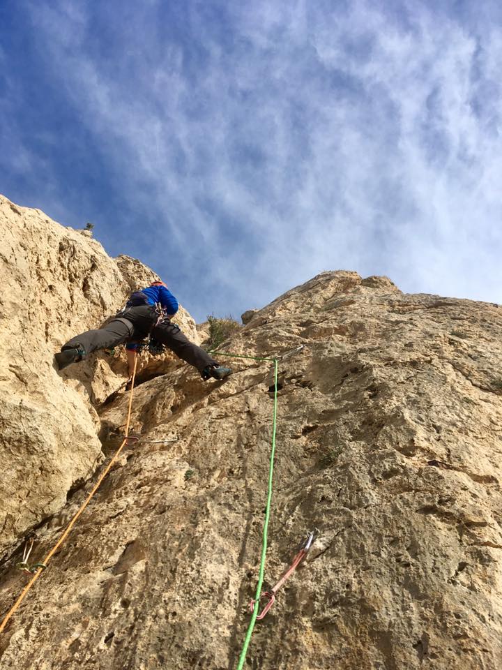 Lead Climbing in Costa Blanca on this weeks Trad Climbing Course