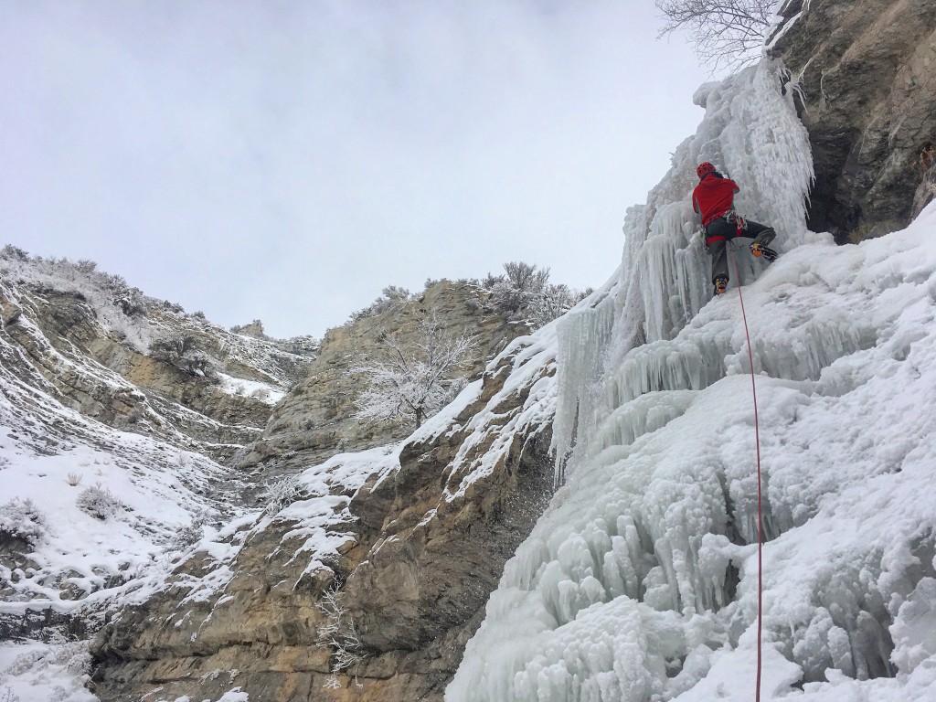Ice climbing in Battlecreek Canyon, Utah