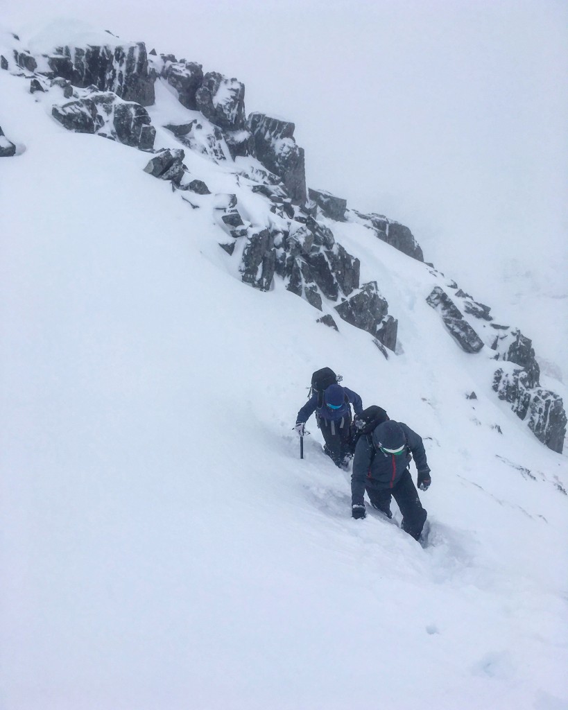 Bit of wading on day 4 of our Winter Skills week in Glencoe 