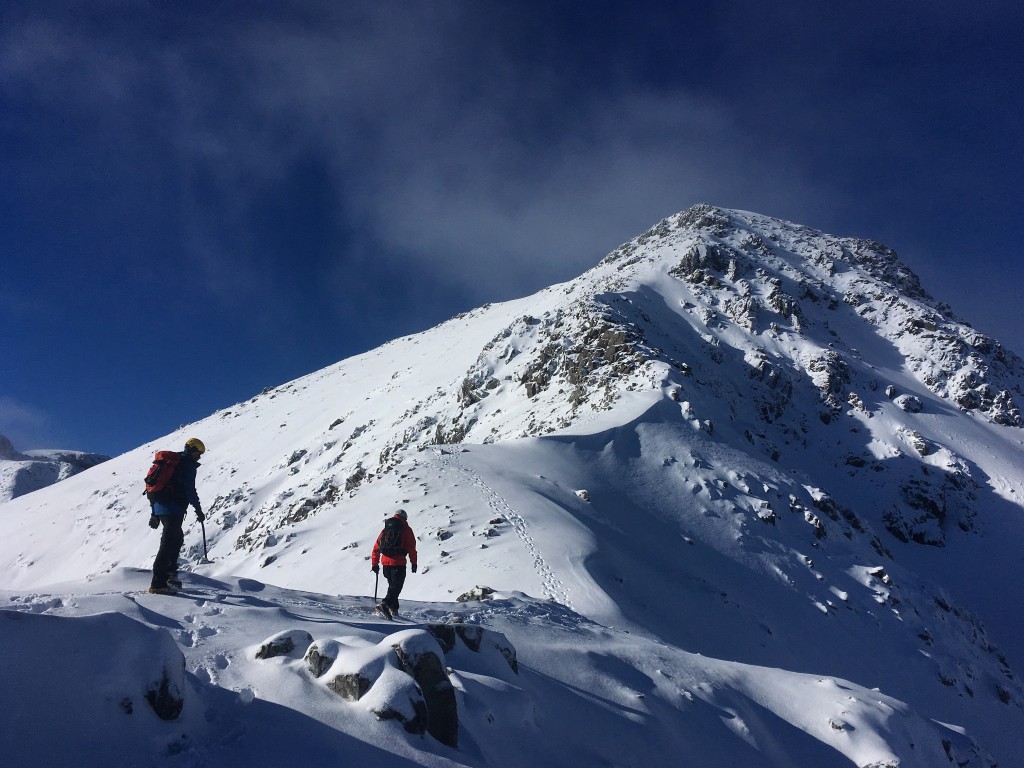 Towards the summit of The Lochan, on the last day of our Scottish Winter Skills Course...