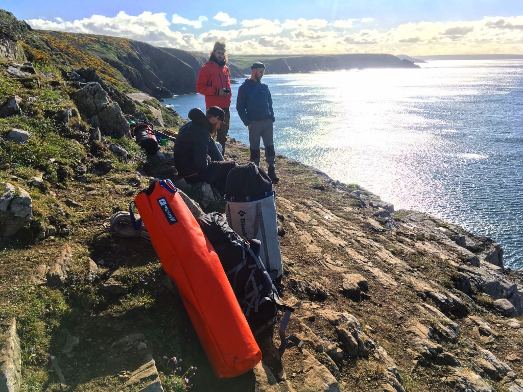 The Treader Tube team after their Portaledge Cliff Camping experience in Pembrokeshire..