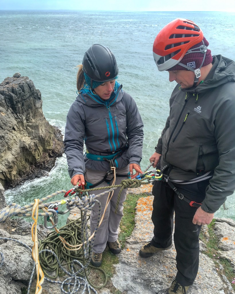 Running a group abseil during the SPA assessment in Pembrokeshire