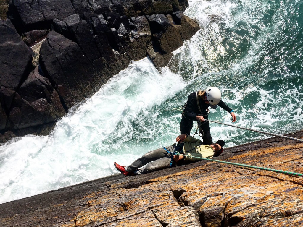 TYF Guides practising their rescue skills on a Technical Advice day I was running for them in Pembrokeshire..