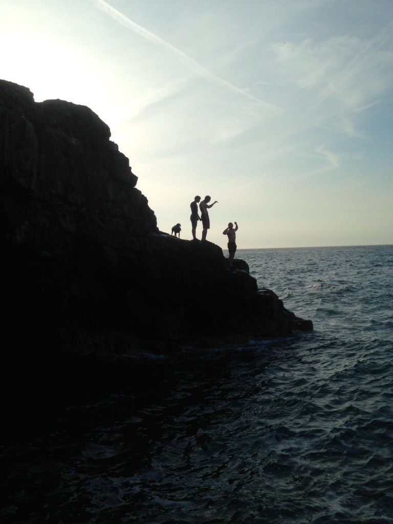 As the sun sets after a day climbing with a school group, after work DWS in Pembrokeshire 