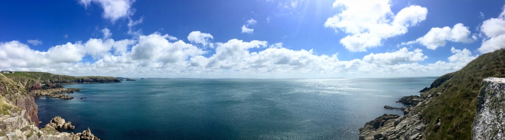 Overlooking St Nons bay, Pembrokeshire climbing. Not a bad spot for a climb!