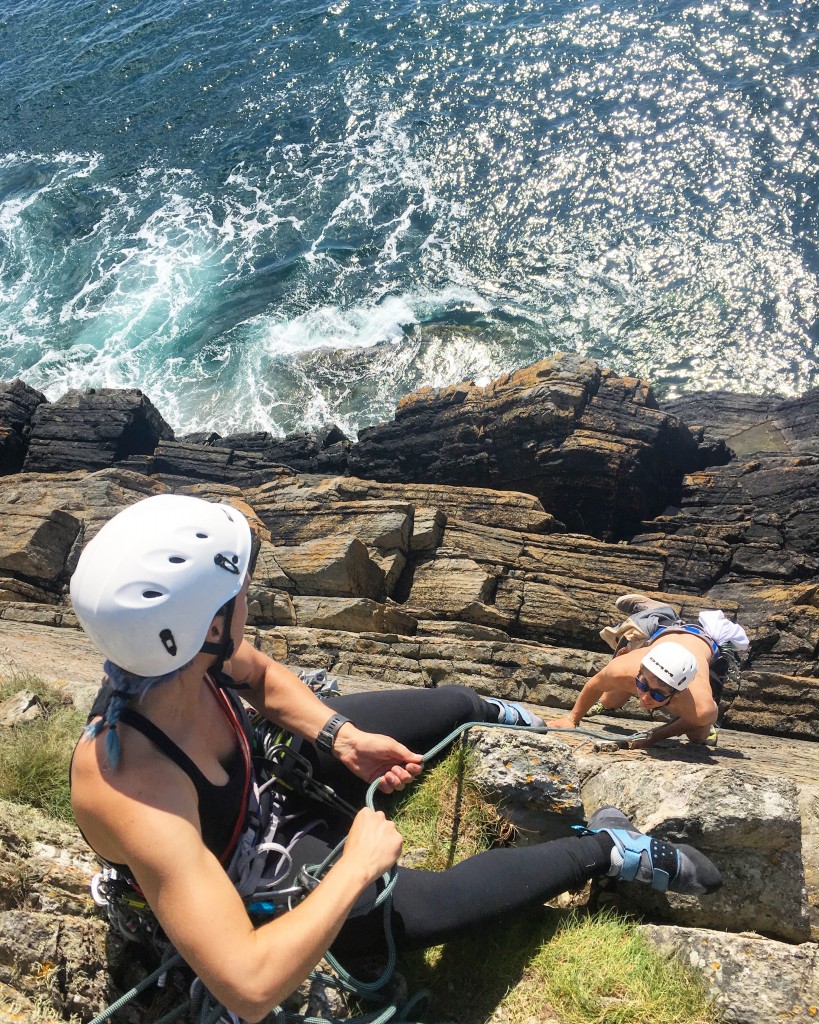 Learn to lead climb on the Pembrokeshire sea cliffs...