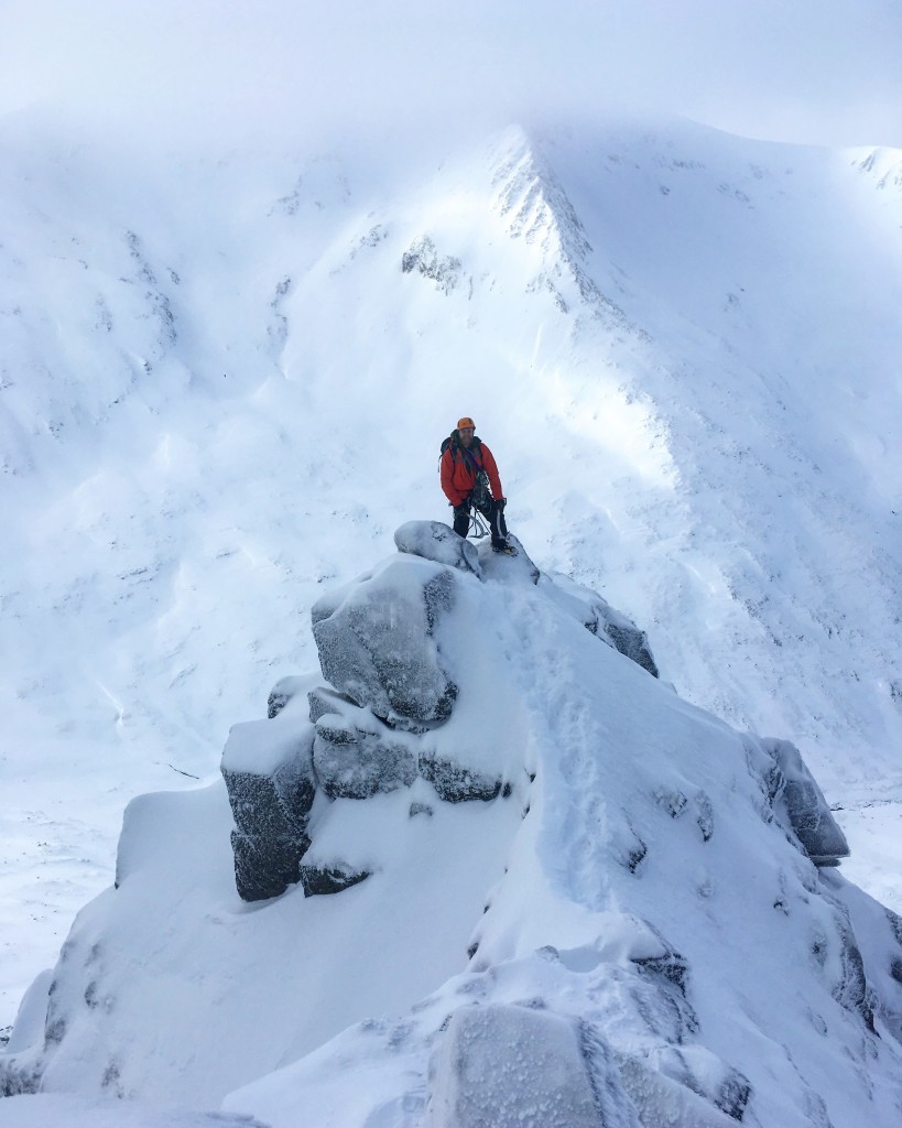 Max on the final exposed ridge on Golden Oldie.