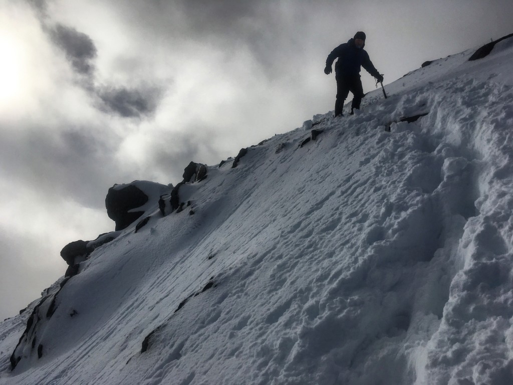 Descending the Pap, a great Scottish Winter Mountain day despite its modest height!