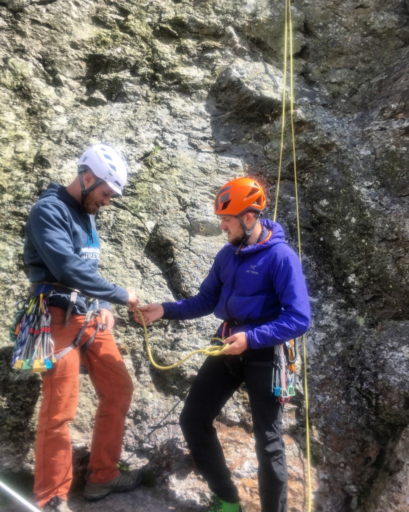 Candidates on our first of the new Rock Climbing Instructor award assessment, at Wolfs Rocks - Pembrokeshire...