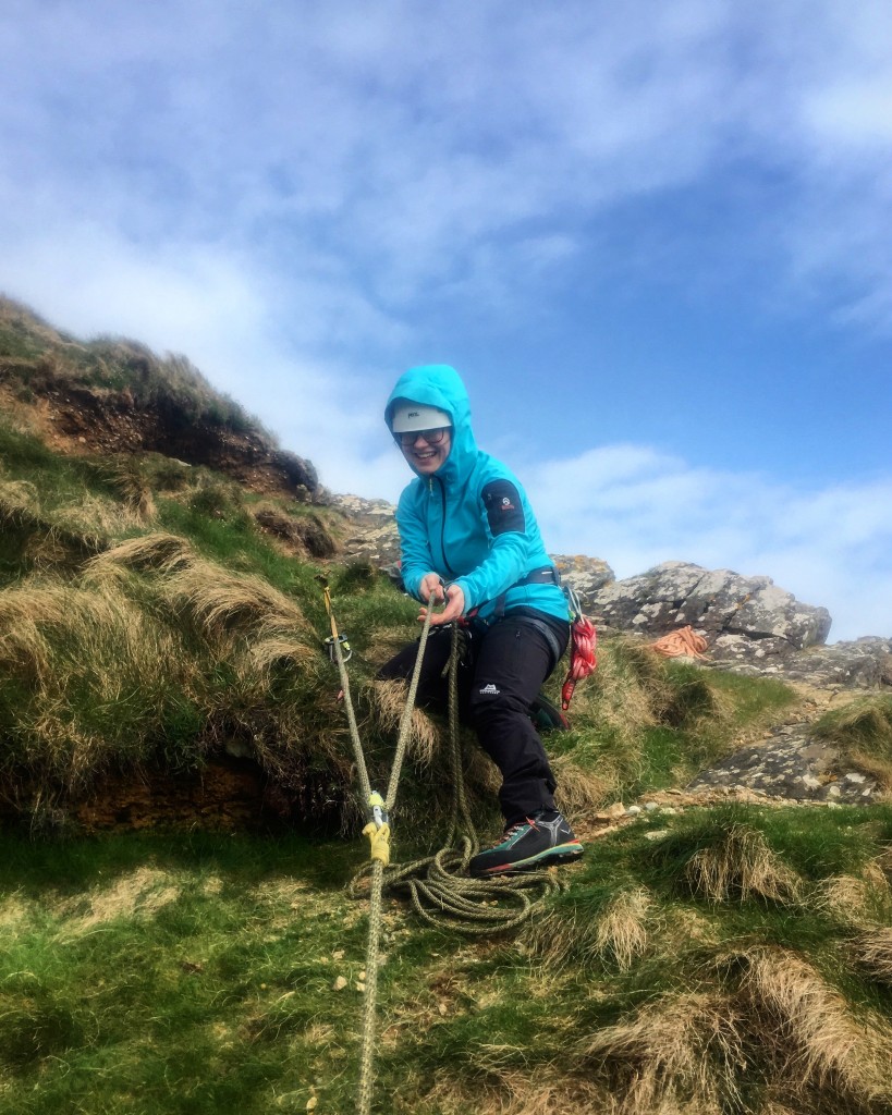 Roxy hoisting me out of a ‘crevasse’ on the Pembrokeshire coast...