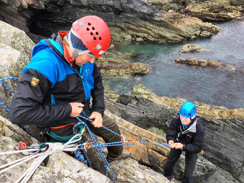 Sea cliff skills training for Rock Climbing Instructors 