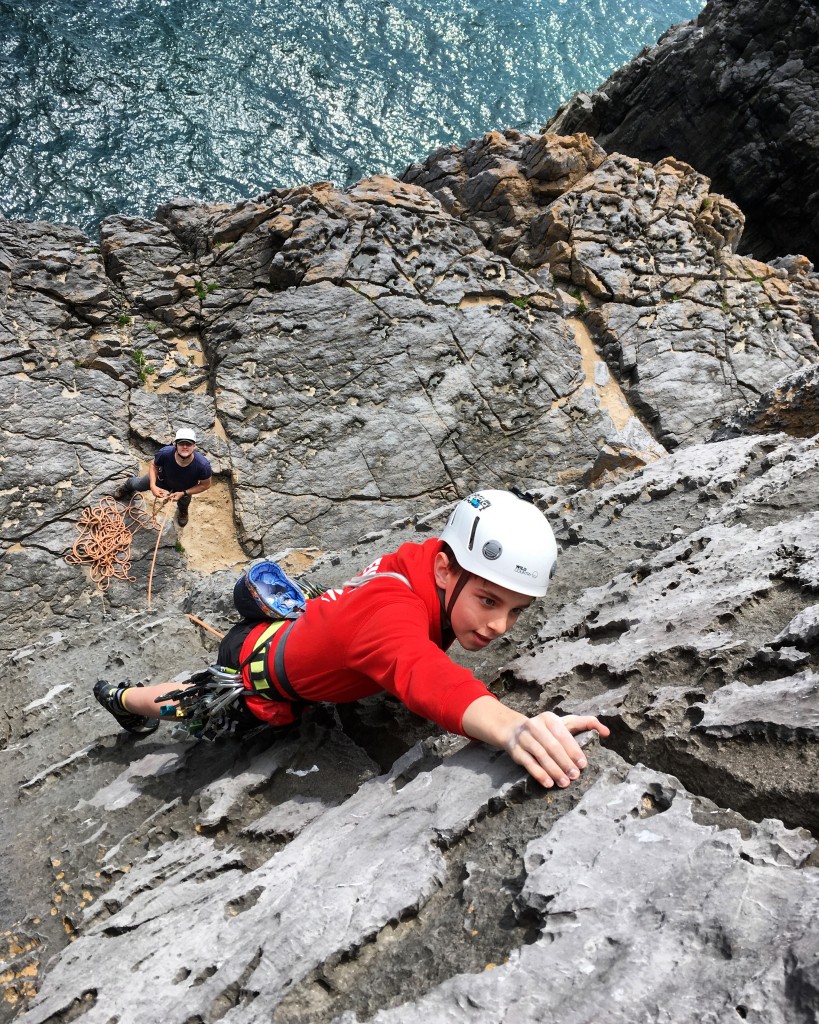 Weslsh youth climbing squad member Ellis, leading his first ever trad route! 