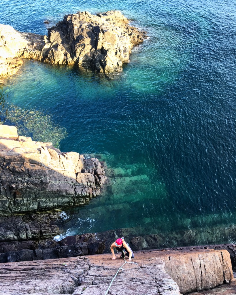 Joey following me up on of the HVSs’ at Porth y Fynnon...