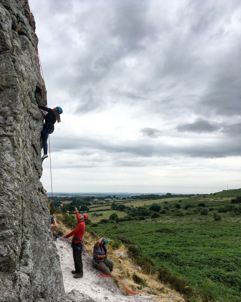 The Princes Trust team climbing at Wolfs Rocks, Pembrokeshire 