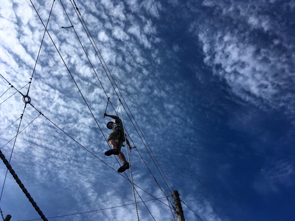 Staff training at Newgale Lodge high ropes course.